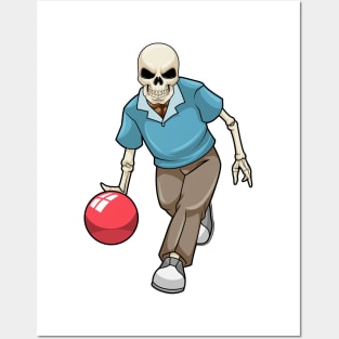 Skeleton at Bowling with Bowling ball Posters and Art